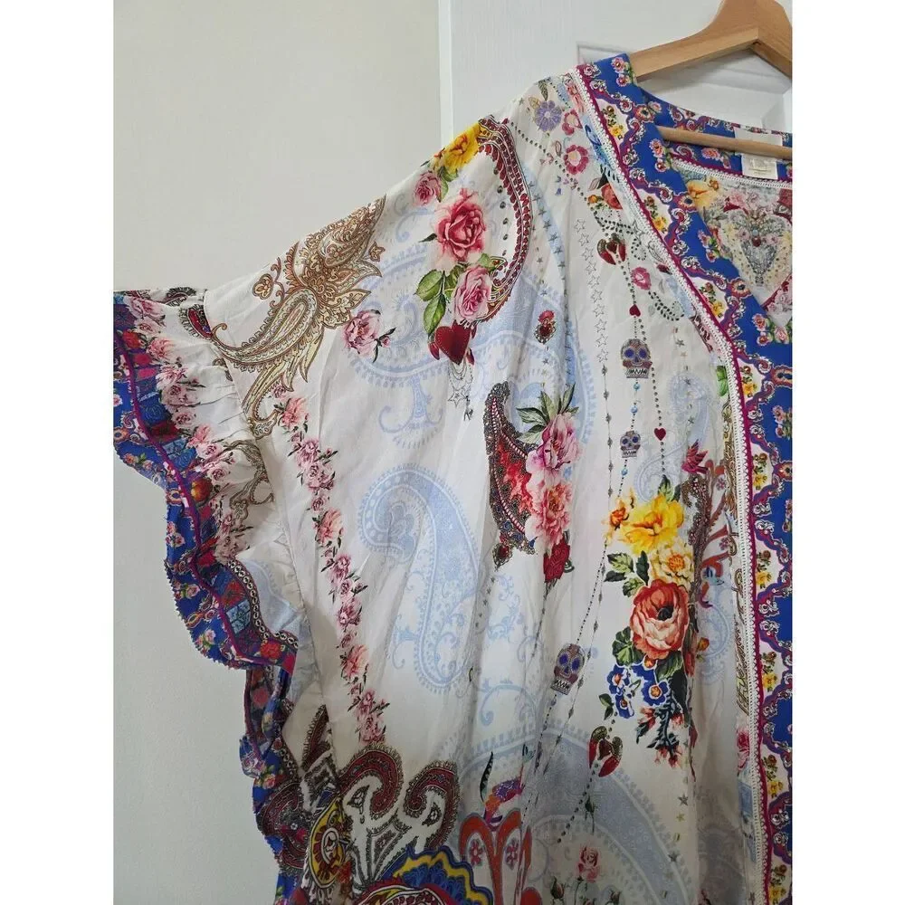 CAMILLA v-neck kaftan with ruffle sleeve, Frida Freedom One Size $699